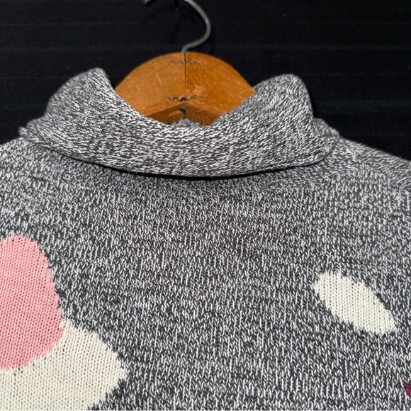 Nic + Zoe knit turtleneck sweater petite PP XS Gray Pink Black Abstract L/S - Picture 6 of 8